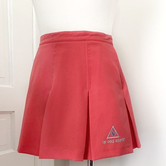 Vintage 80s Le Coq Sportif Coral Tennis Cheerleader Skirt NEW Never Worn - Picture 2 of 6